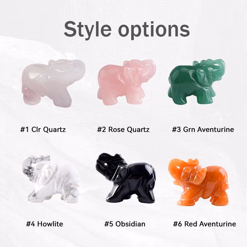 Hand-Carved Polished Natural Crystal Elephant Ornament - Gemstone Animal Decor