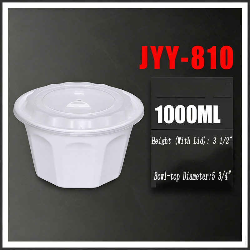 34oz. I 1000ML-Octagonal Plastic Disposable To‑Go Bowls, Takeout Food Containers With Clear Lids, 200 set/Case