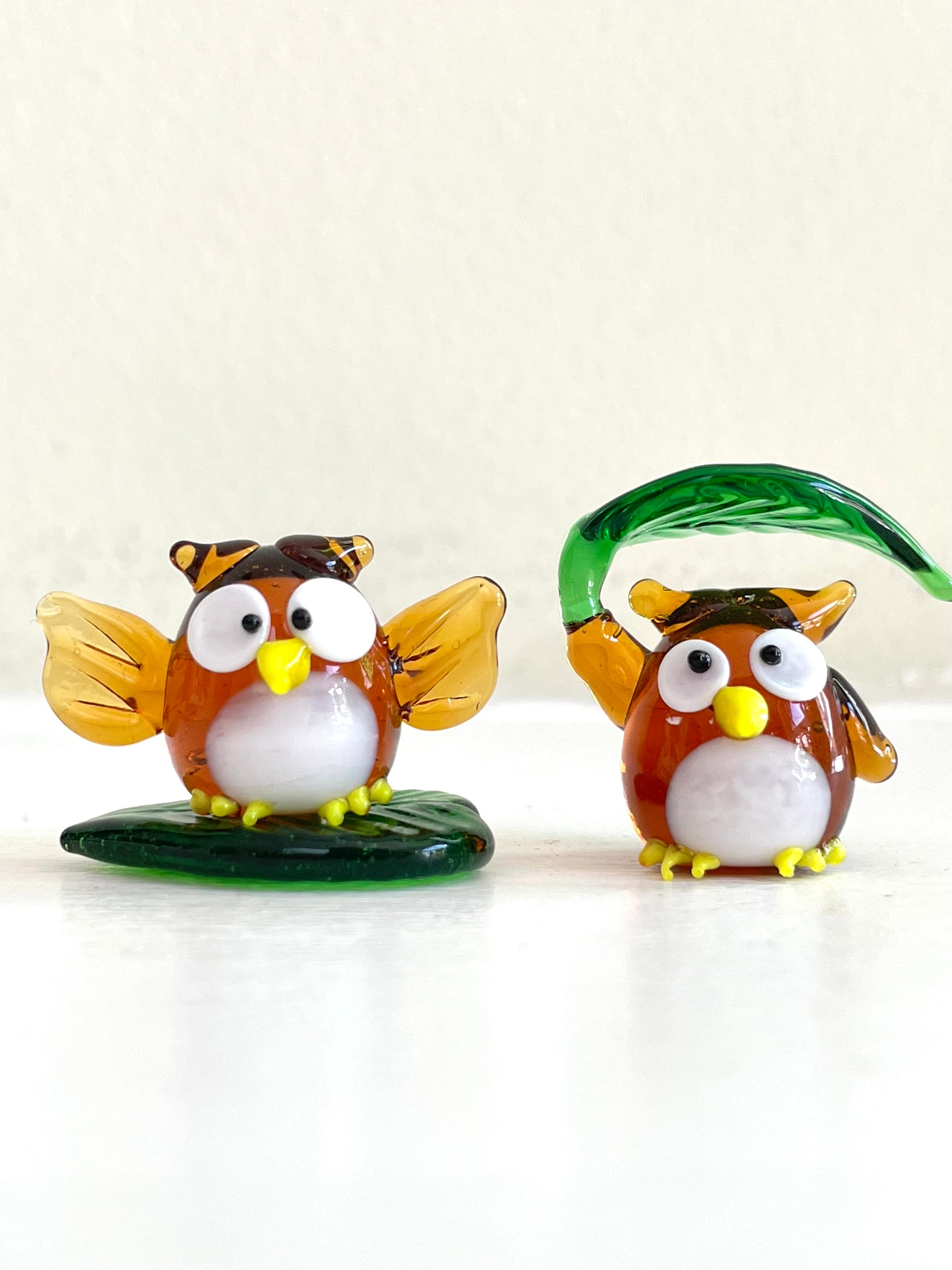 Glass Owl Ornament: Miniature Art Sculpture - A Gift for Owl Lovers