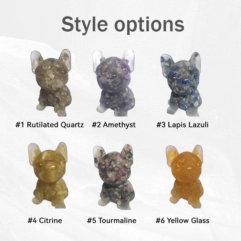 Crystal French Bulldog Figurine Natural Gemstone Dog Decor
