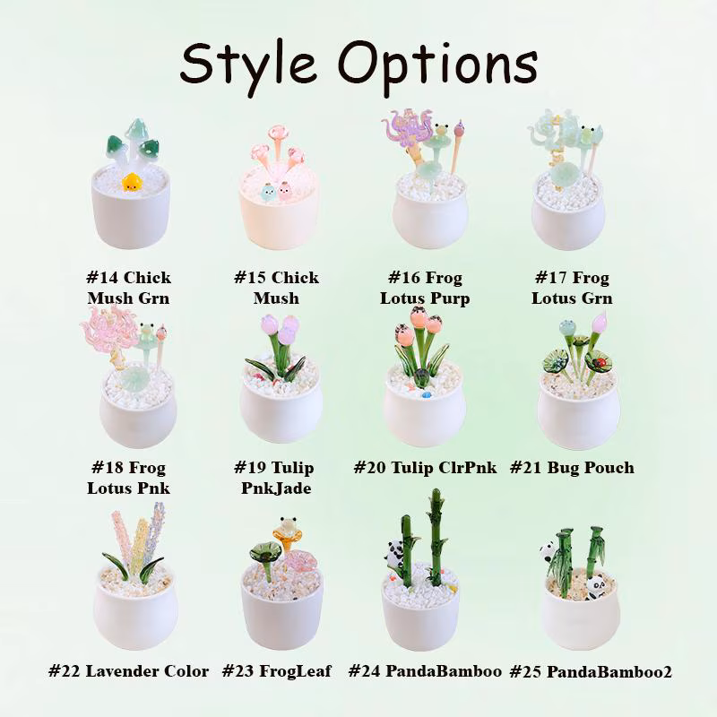 Handcrafted Glass Animal Floral Ornaments - Desktop or Bookshelf Decor