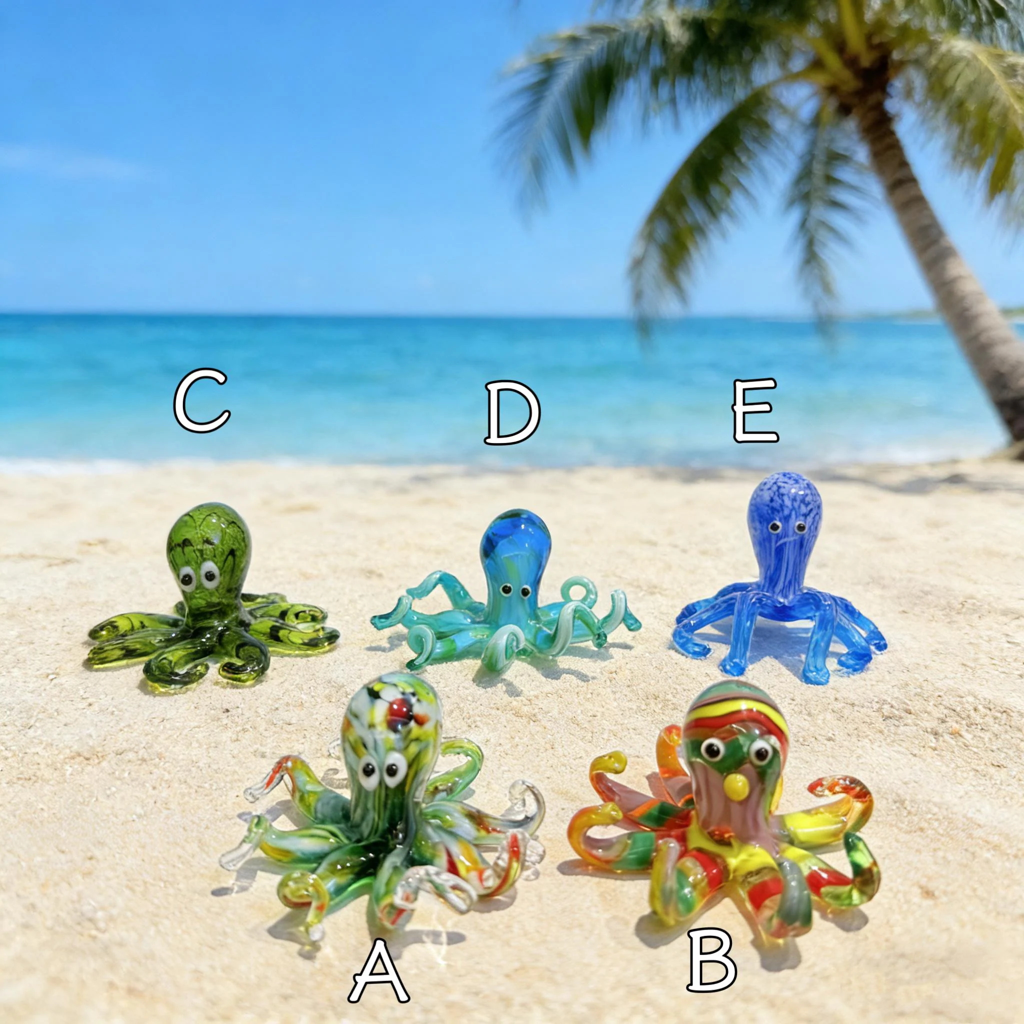 Handcrafted Glass Mini Octopus Figurine - Marine Life Decor