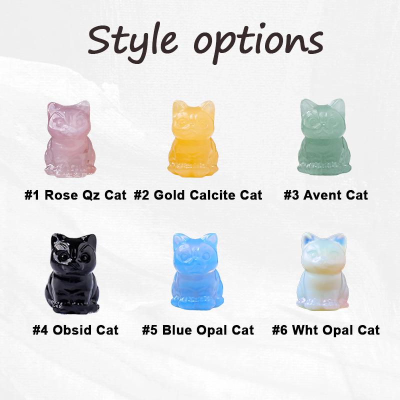Miniature Hand-Carved Crystal Cat Ornament - Small Animal Figurine