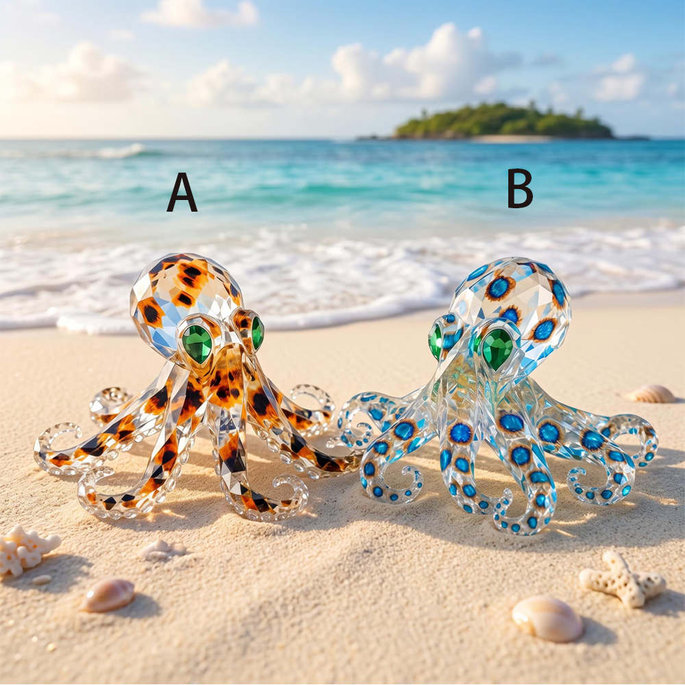 Handcrafted Crystal Octopus Ornament - Marine Animal Decor