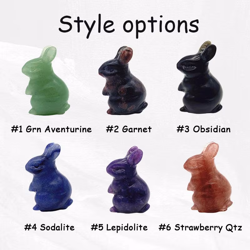 Mini Crystal Rabbit Ornament Gemstone-Carved Desktop Decoration