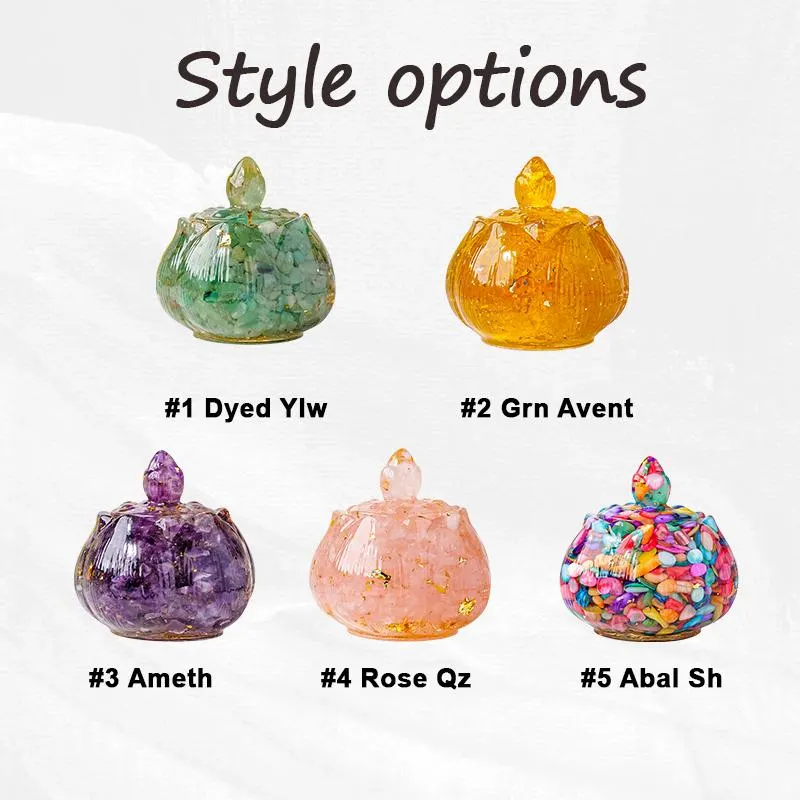 Hand-Carved Natural Gemstone Pumpkin Ornament - Crystal Pumpkin Décor