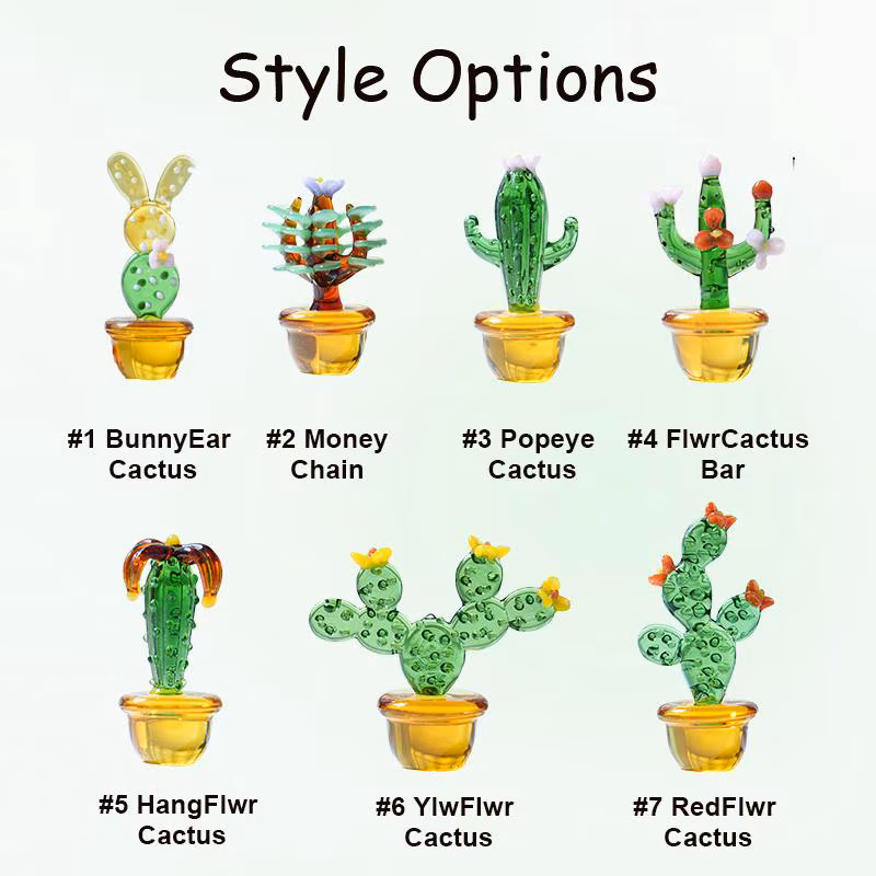 Miniature Glass Cactus Ornament - Handcrafted Flame-Worked Botanical Decoration