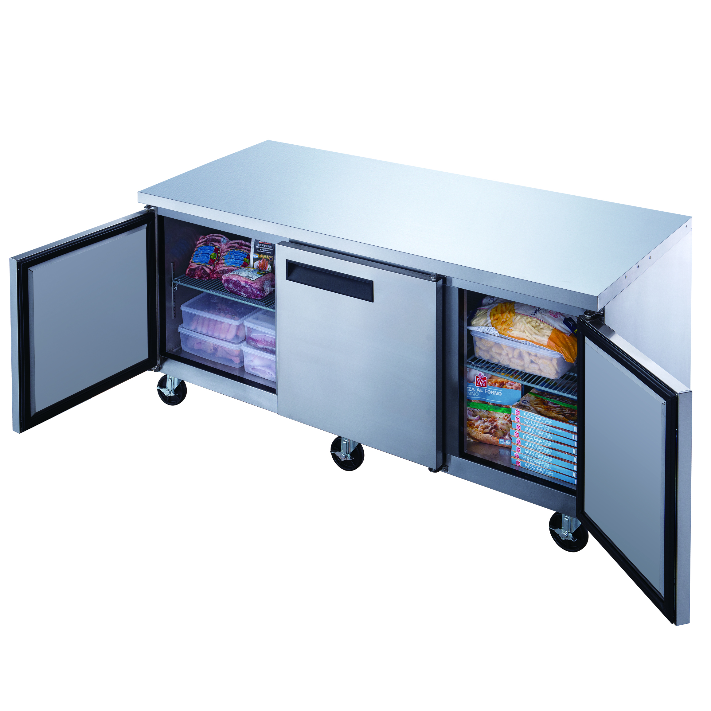 DUC72R 3-Door Undercounter Commercial Refrigerator in Stainless Steel/DUC72F 3-Door Undercounter Commercial Freezer in Stainless Steel