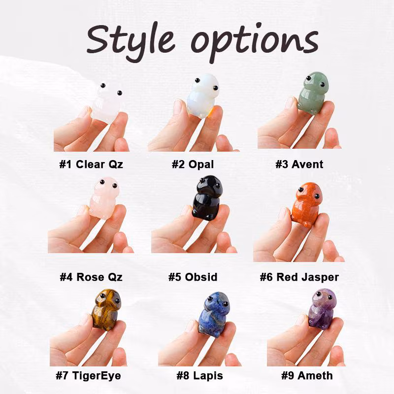 Miniature Crystal Animal Ornaments - Hand-Carved Natural Gemstone Figurines