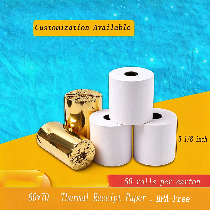 BPA-Free Thermal Receipt Paper，50 rolls per carton，Customization Available