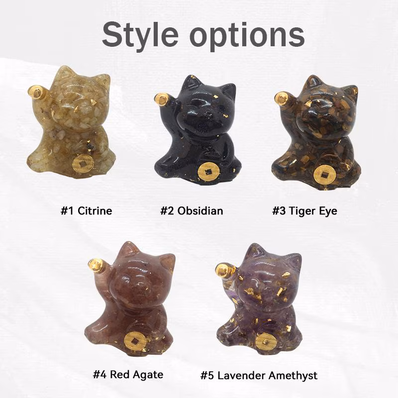 Natural Crystal Cat Figurine - Desktop Decoration
