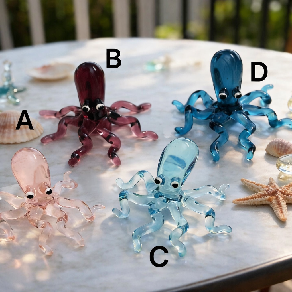 Handcrafted Glass Octopus Ornament - ​​Sea Monster-Themed Glass Art