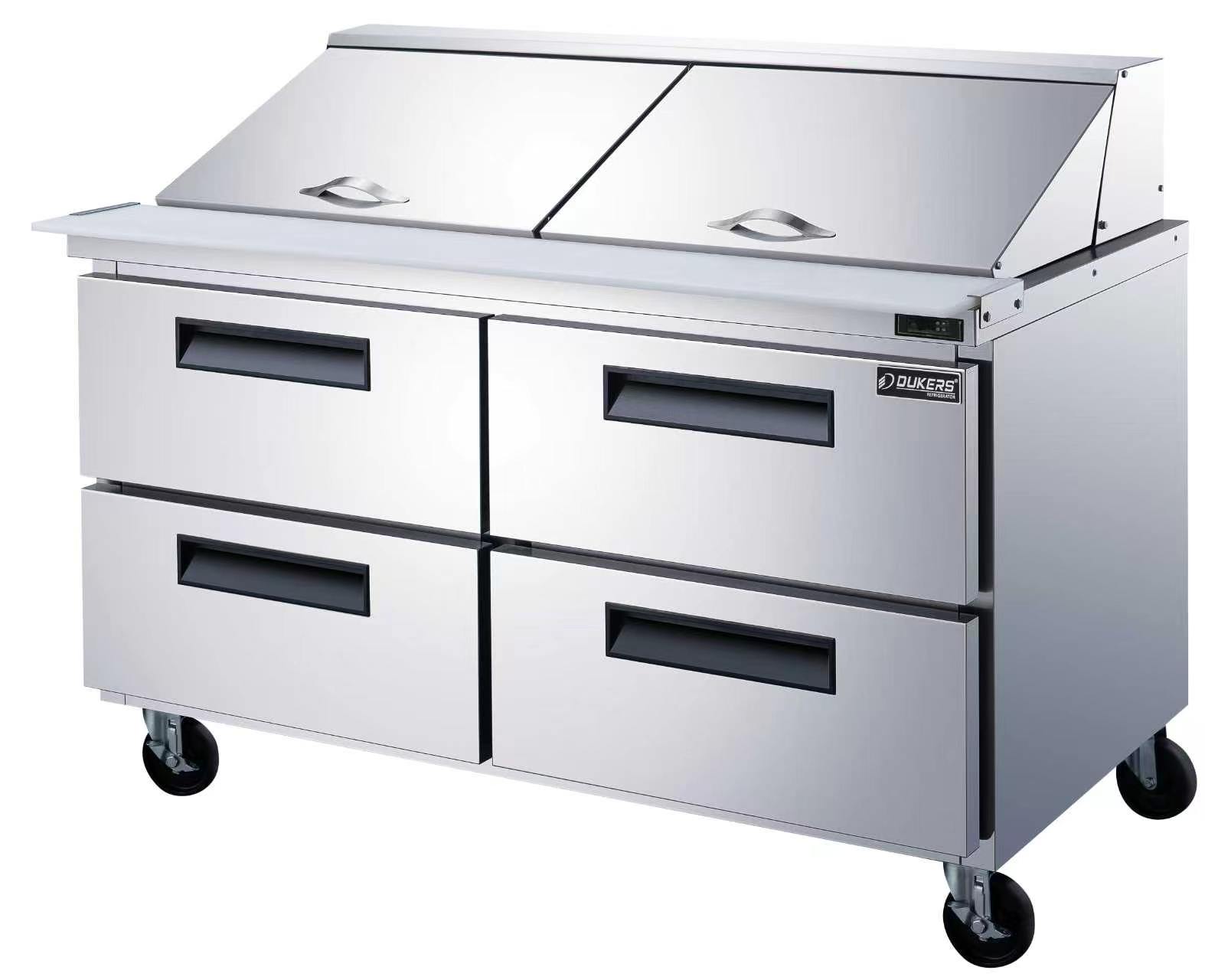 DSP60-16-D4 4-Drawer Commercial Food Prep Table Refrigerator in Stainless Steel