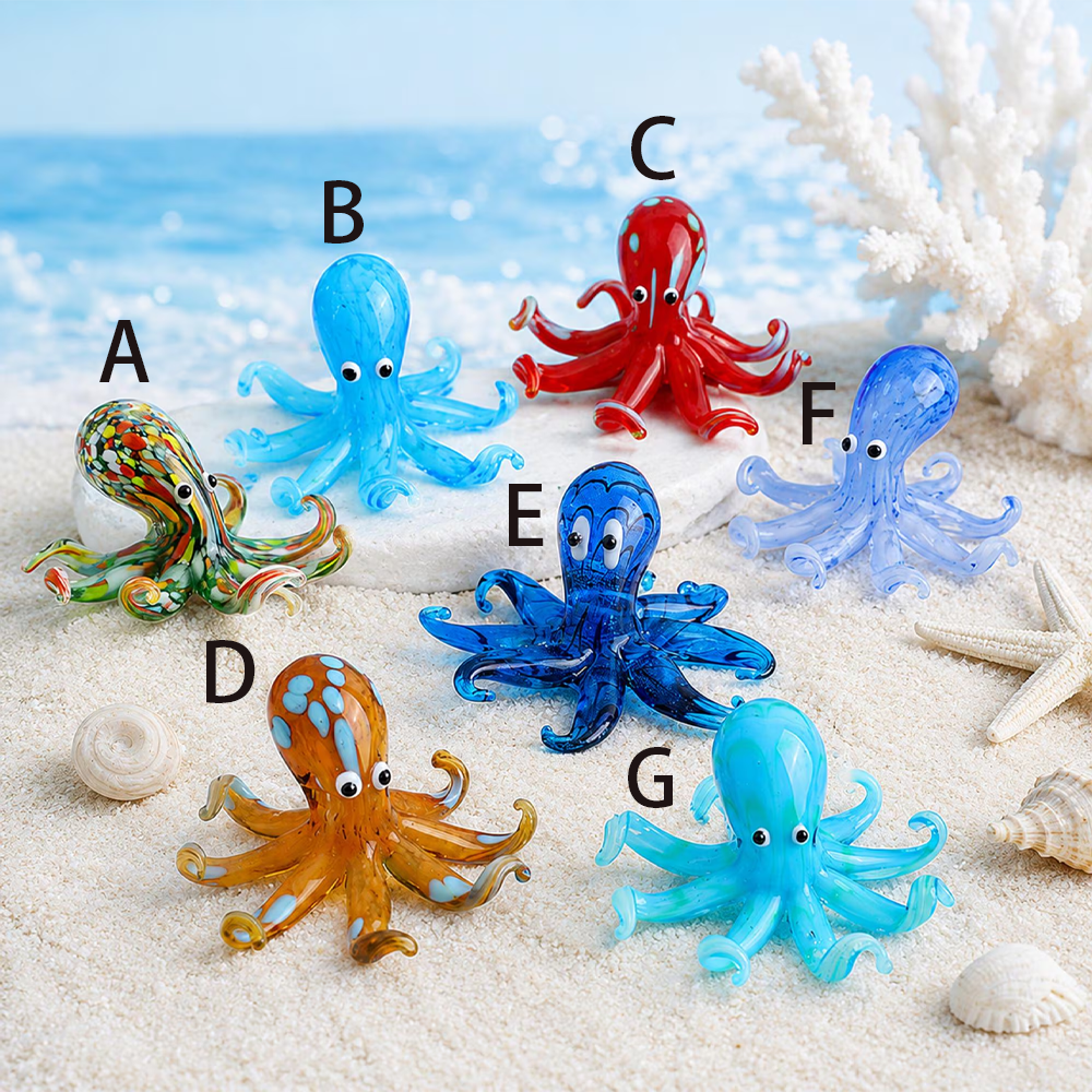 Adorable Hand-Blown Glass Octopus Ornament - ​​Mini Marine Life Home Decor