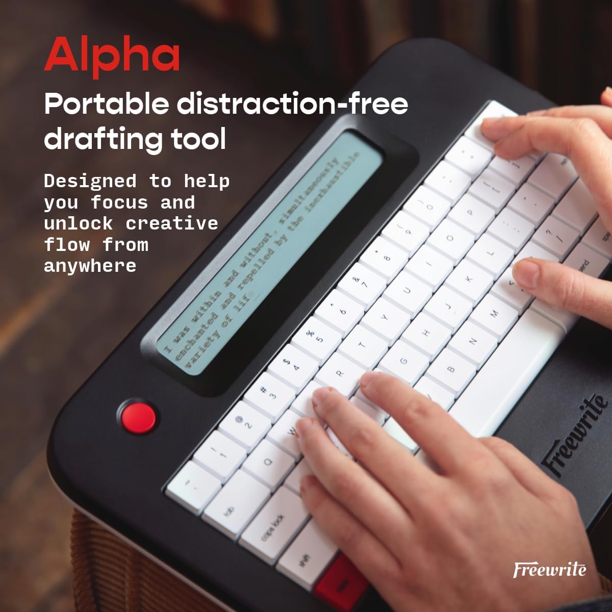 Alternative view of Freewrite Alpha Digital Typewriter, Backlit LCD, Wi-Fi Backup