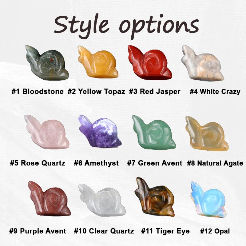 Mini Natural Crystal Snail Ornament - Gemstone Desktop Decoration