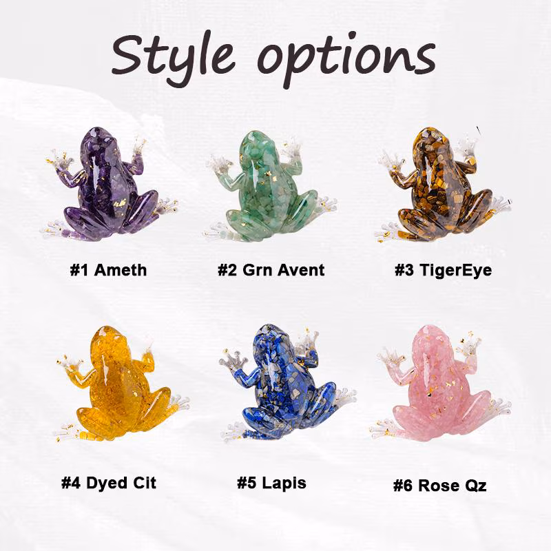 Hand-Carved Gemstone Frog Figurine - Natural Crystal Frog Ornament
