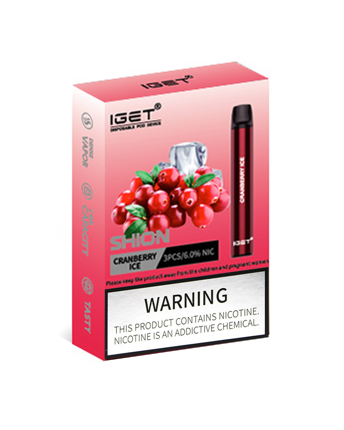 3 x IGET Shion 600 Puffs Cranberry Ice