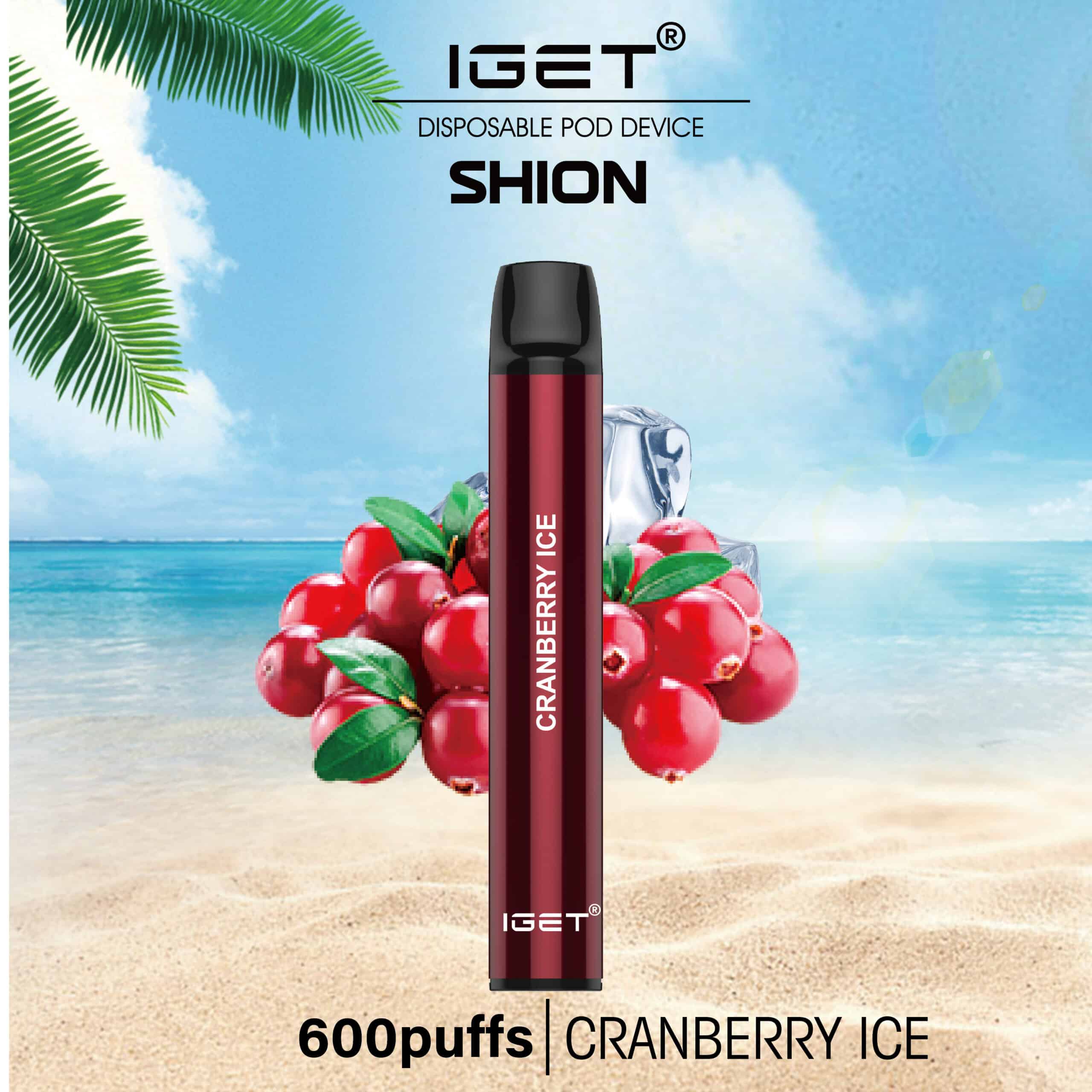 3 x IGET Shion 600 Puffs Cranberry Ice