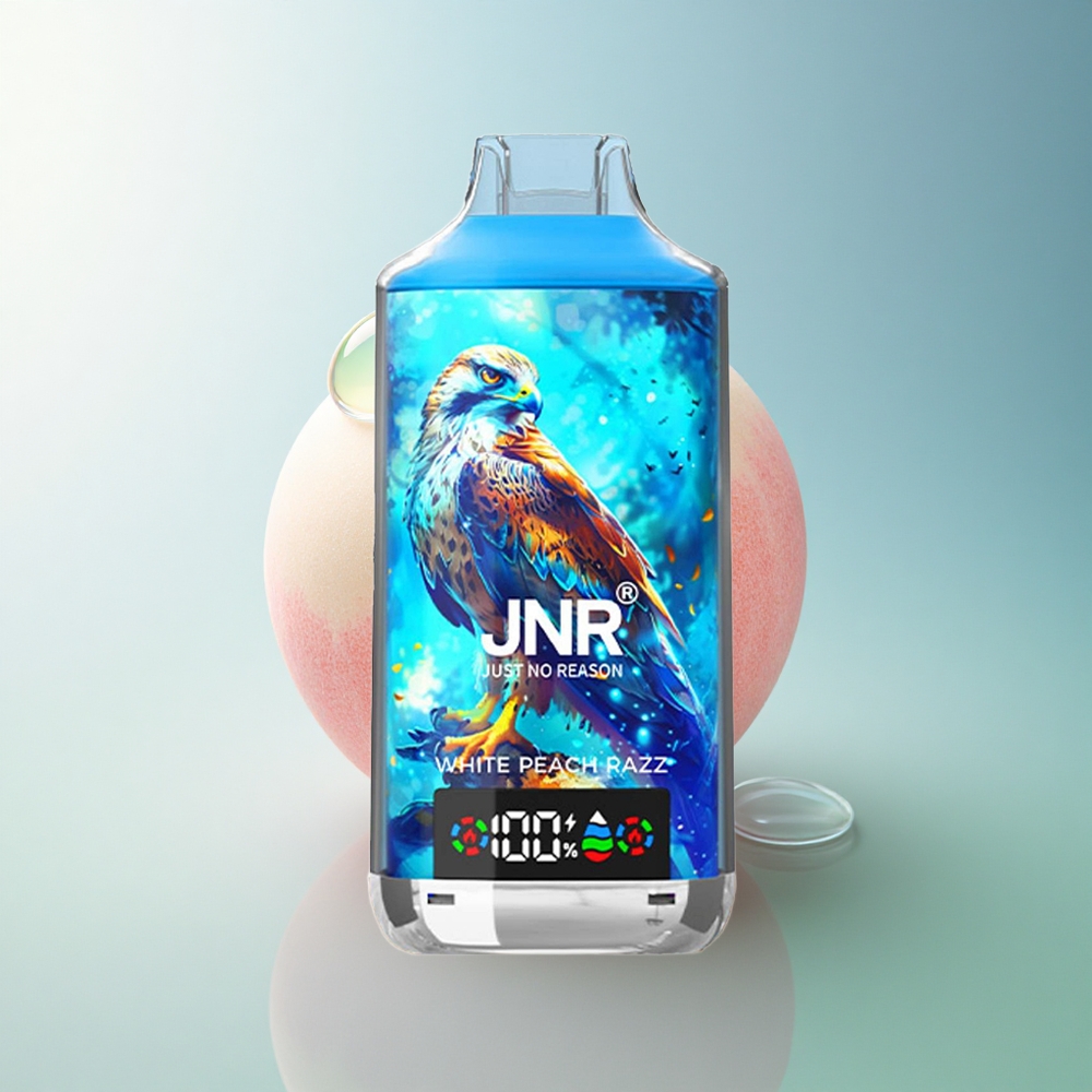 JNR Falcon X 18000 White Peach Razz Dual Mesh Coil Digital Display Type-C
