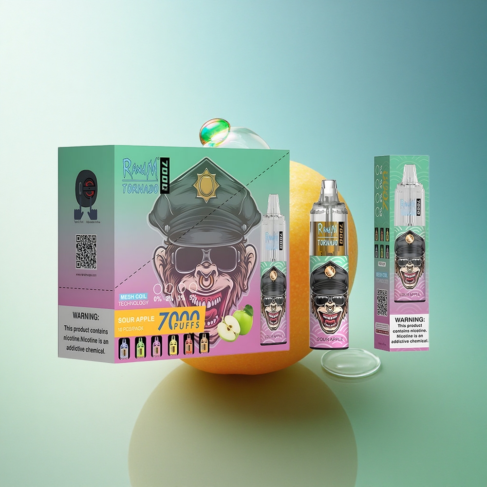 RandM Fumot Tornado 7000 Puffs Sour Apple Mesh Coil 850mAh Air-Adjustable