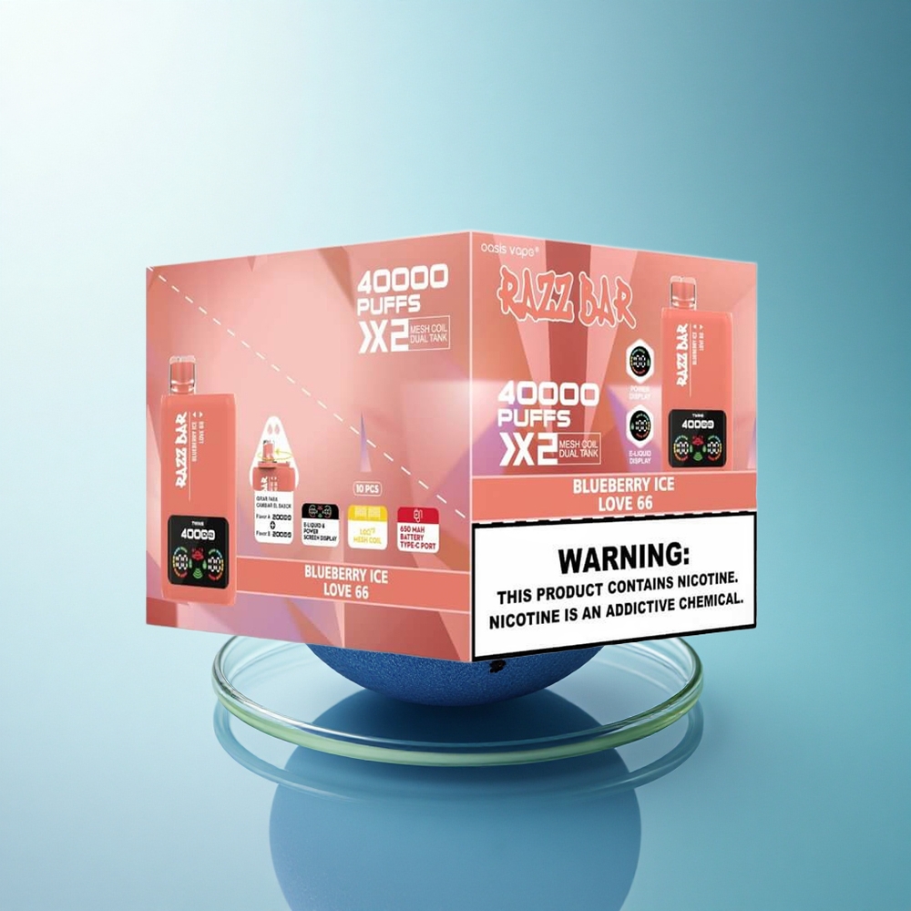 Razz Bar 40000 Puffs Blueberry Ice Love 66 Dual Mesh 650mAh 5% Nicotine