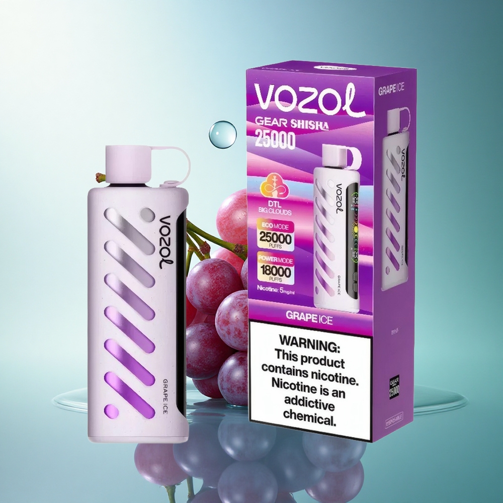 VOZOL Gear Shisha 25000 Puffs Grape Ice Dual Mesh 5mg Nicotine