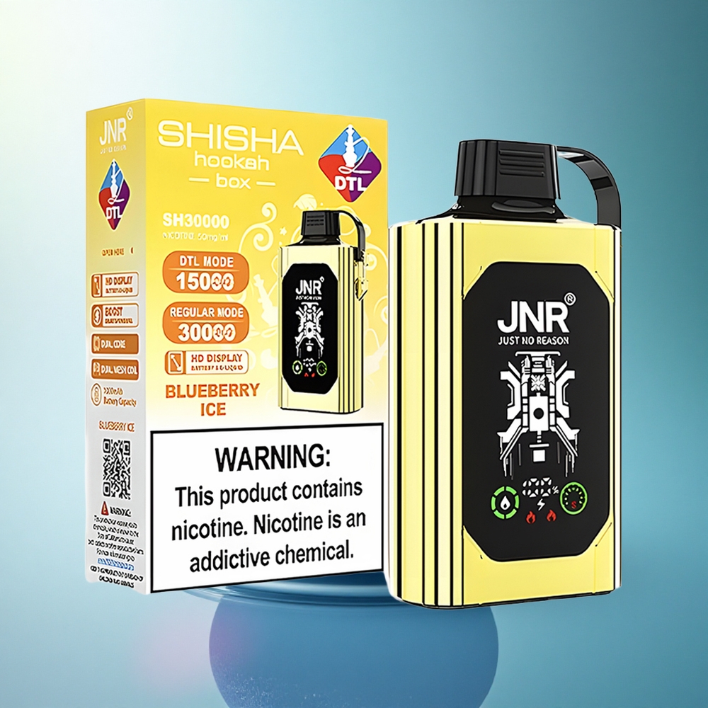 JNR Shisha Hookah Box 20500 Blueberry Ice HD Display Dual Mesh Coil 1000mAh
