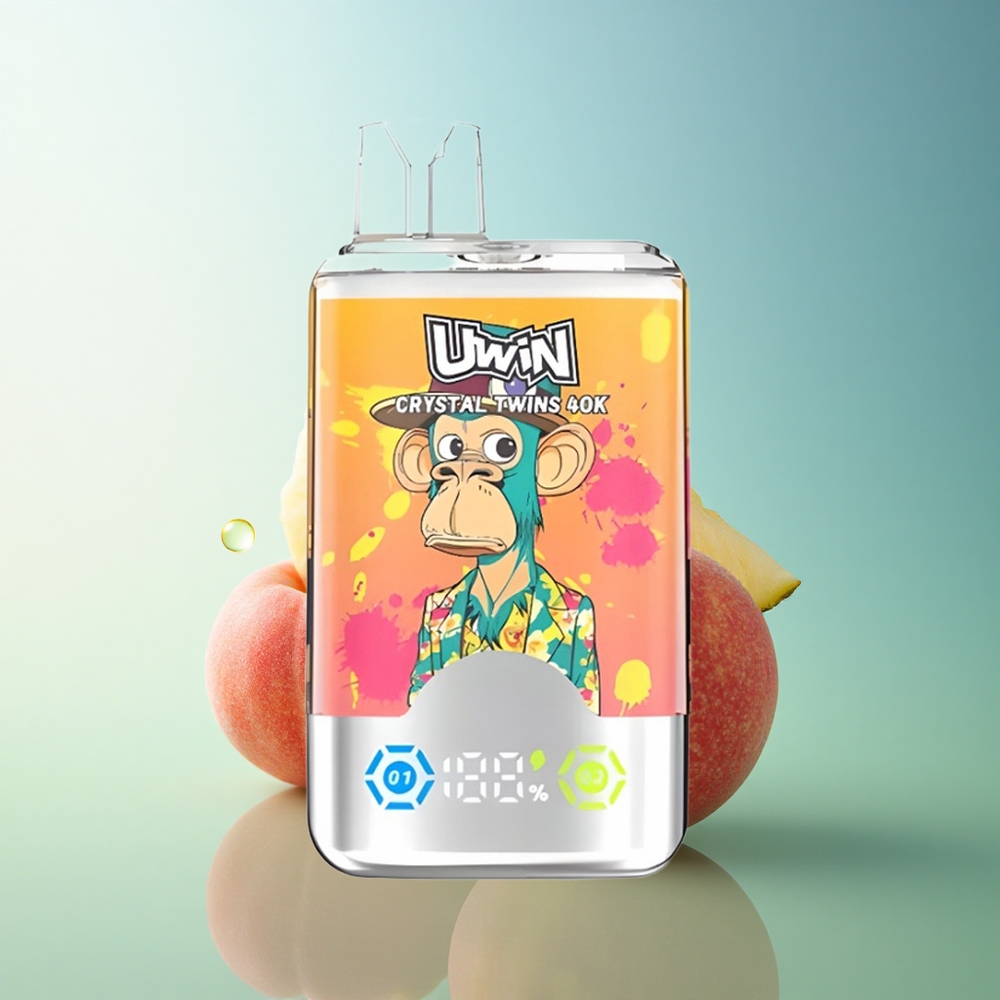 Uwin Crystal Twins 40000 Puffs Peach Mango Pineapple Dual Flavor 850mAh Red Bull