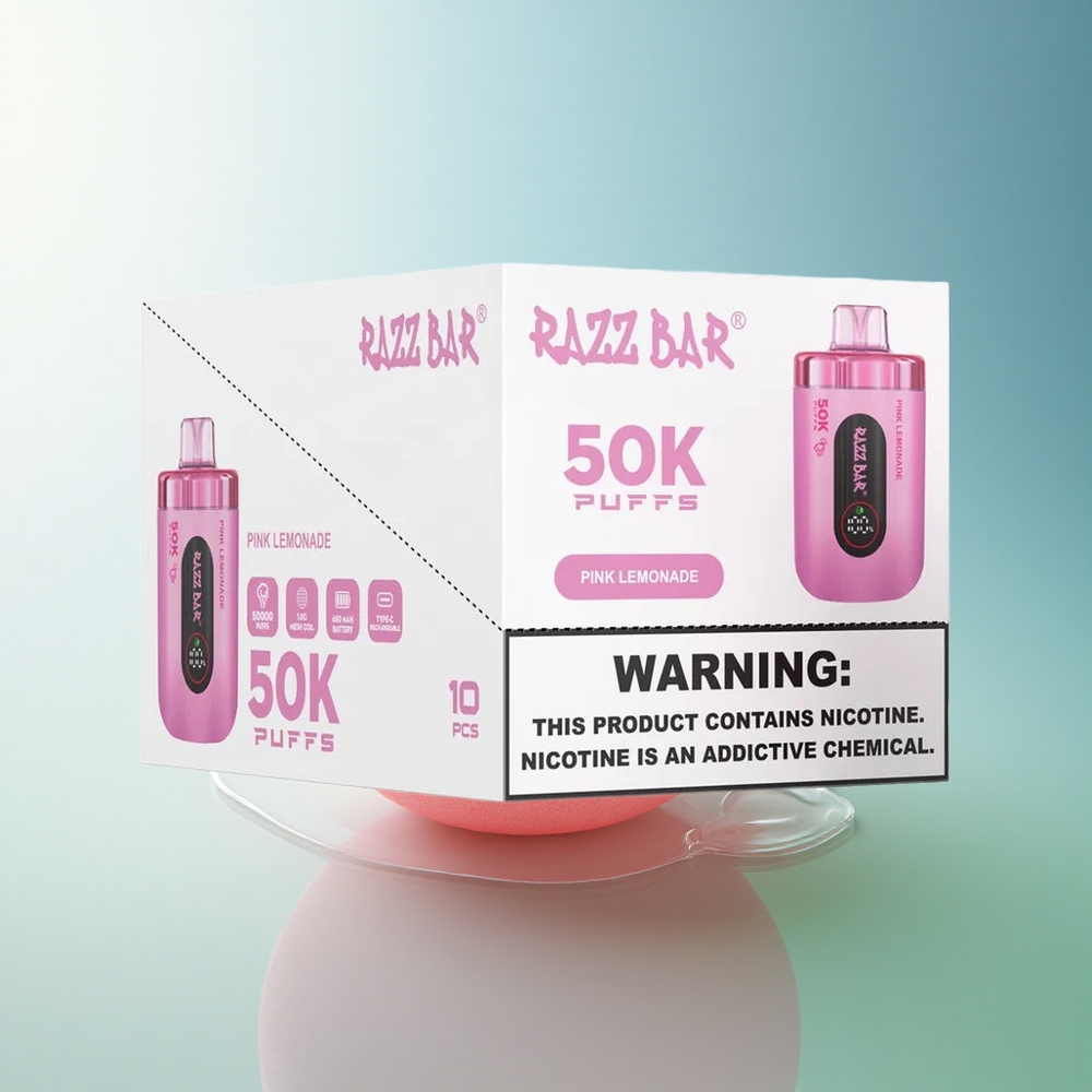 Razz Bar 50K Puffs Pink Lemonade Mesh Coil 650mAh 2% Nicotine