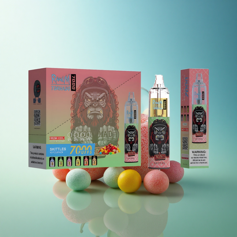 RandM Fumot Tornado 7000 Puffs Skittles Mesh Coil 850mAh Nicotine-Free