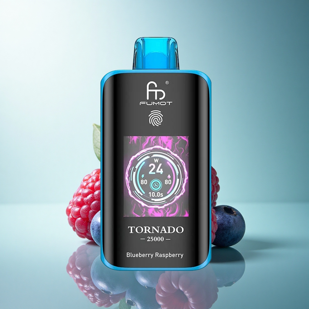 Fumot Tornado 25000 Puffs Blueberry Raspberry HD Screen 700mAh 20ml 5% Nicotine