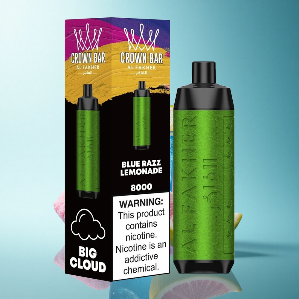 Al Fakher Crown Bar 8000 Crystal Blue Razz Lemonade 600mAh 18mL 5mg Nicotine