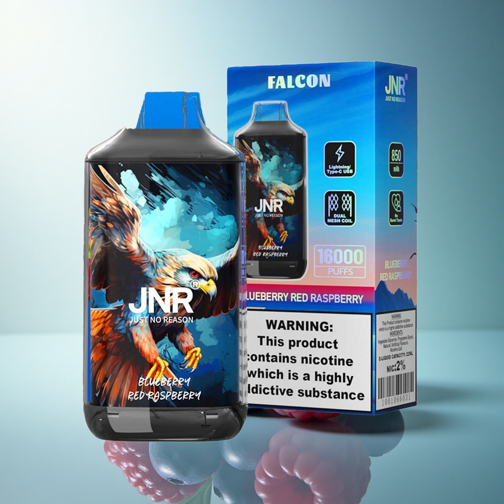 JNR Falcon 16000 Blueberry Red Raspberry Dual Mesh 22ml 850mAh Nicotine 0% 2%