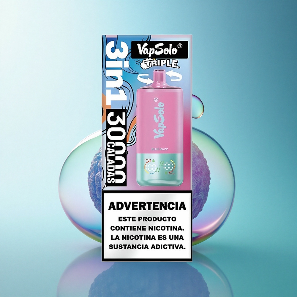 Vapsolo Triple 30000 Puffs Blue Razz Triple Tank 40ml Nicotine
