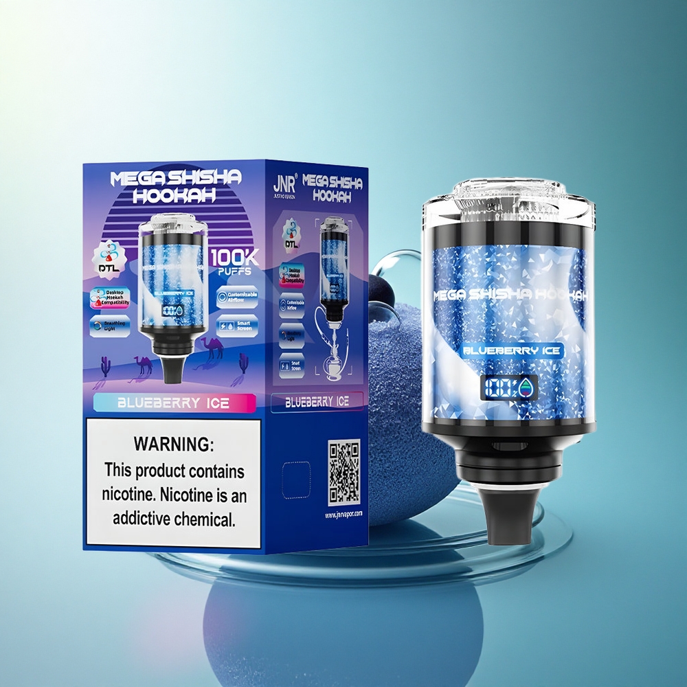 JNR Mega Shisha Hookah 100K Blueberry Ice 2200mAh 2% Nicotine