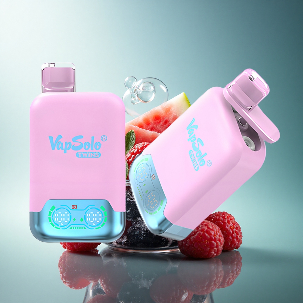 Vapsolo Twins 20000 Puffs Black Ice Dragon Fruit Strawberry & Raspberry Watermelon Dual Tank 40ml Nicotine 20mg/ml/50mg/ml