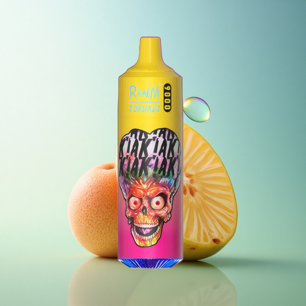 RandM Fumot Tornado 9000 Puffs Peachy Mango Pineapple Mesh Coil RGB Display 18mL