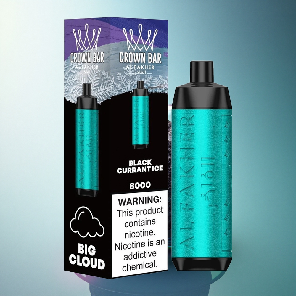 Al Fakher Crown Bar 8000 Crystal Black Currant Ice 600mAh USB-C Compact