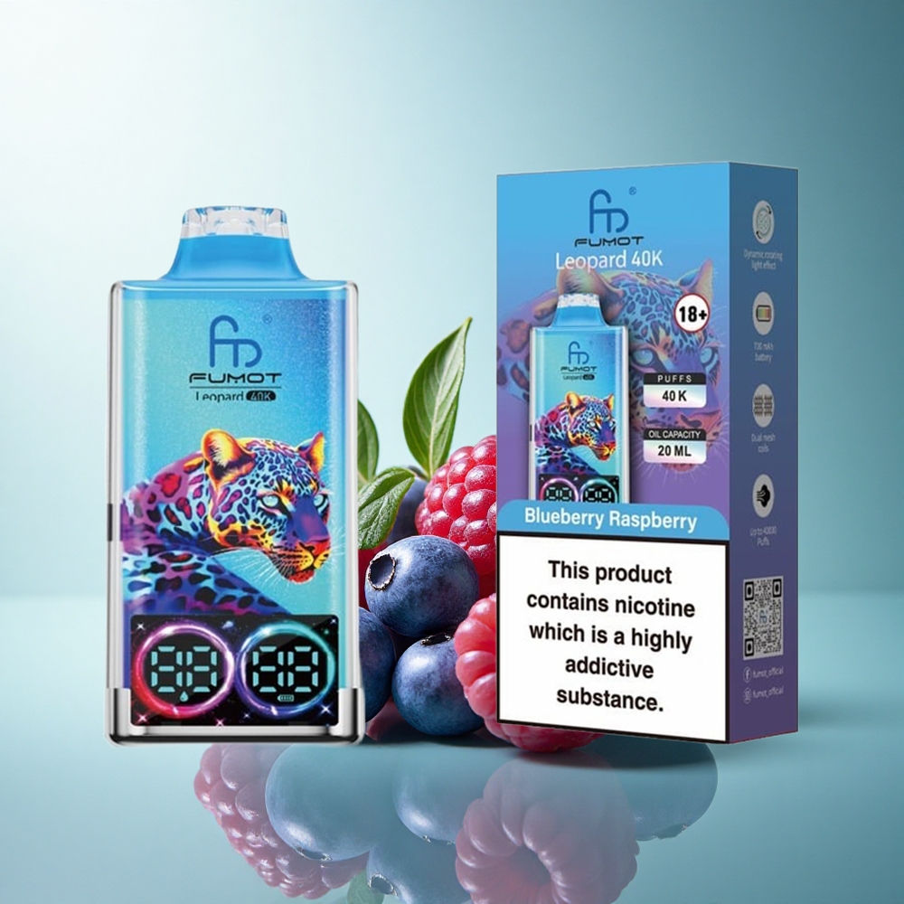 Fumot Leopard 40K Puffs Blueberry Raspberry 5% Nicotine 700mAh Dual Mesh