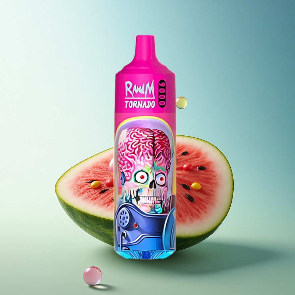 RandM Fumot Tornado 9000 Puffs Watermelon Skittles 850mAh Mesh Coil 18mL