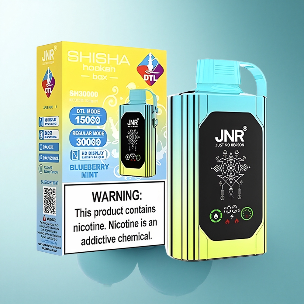 JNR Shisha Hookah Box 20500 Blueberry Mint HD Display Dual Mesh Coil Type-C