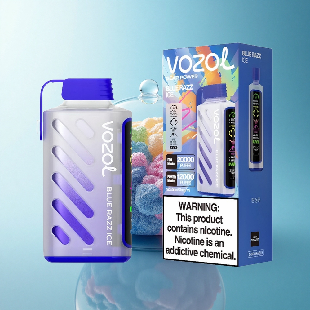 VOZOL Gear Power 20000 Puffs Blue Razz Ice Dual Mesh 20mL Nicotine 5%