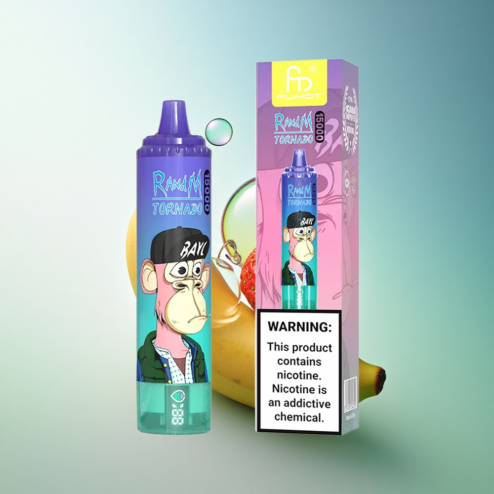 RandM Fumot Tornado 15000 Puffs Strawberry Banana 25ml 850mAh Mesh Coil