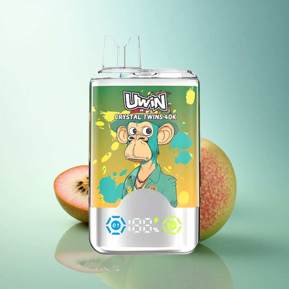 Uwin Crystal Twins 40000 Puffs Kiwi Passion Fruit Guava Two Apple Dual Flavor 850mAh Rechargeable