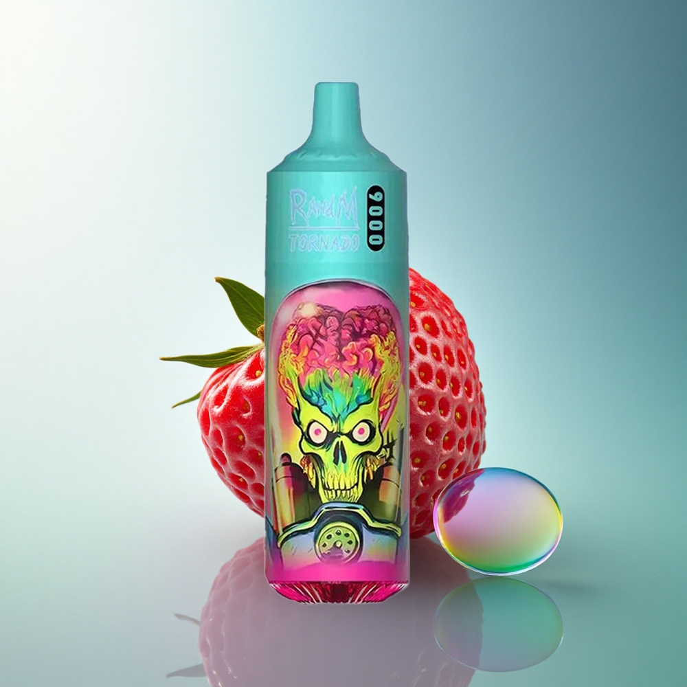 RandM Fumot Tornado 9000 Puffs Strawberry Raspberry Rechargeable 850mAh Mesh Coil 18mL