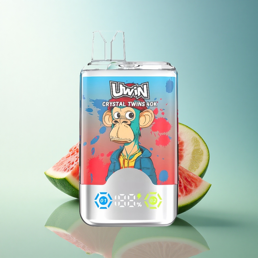 Uwin Crystal Twins 40000 Puffs Strawberry Watermelon Lemon Lime Dual Flavor 850mAh Rechargeable