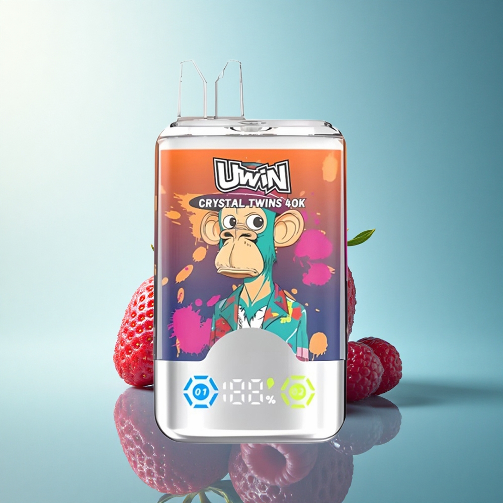 Uwin Crystal Twins 40000 Puffs Strawberry Raspberry Cherry Mr Blue Dual Flavor 32ml 850mAh