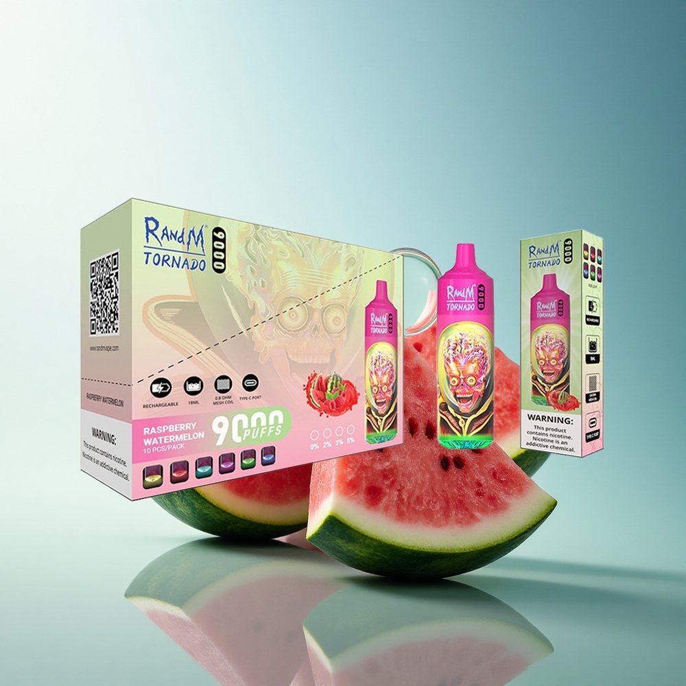 RandM Fumot Tornado 9000 Puffs Raspberry Watermelon 850mAh Mesh Coil