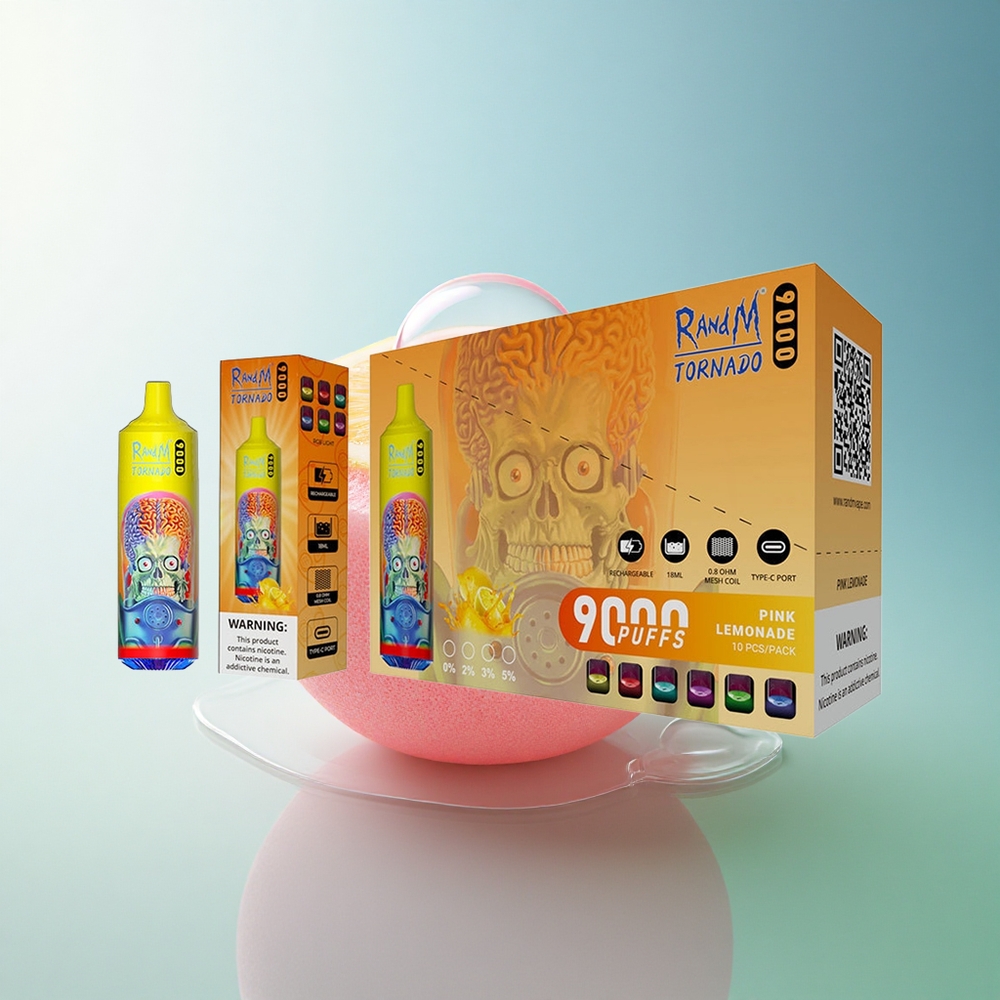 RandM Fumot Tornado 9000 Puffs Pink Lemonade Mesh Coil 18mL 850mAh